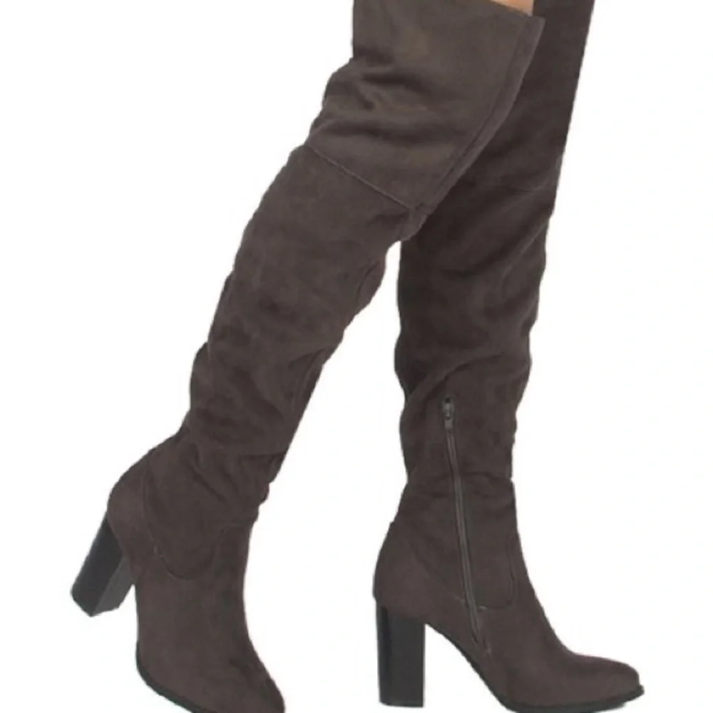Qupid Charcoal Zinc Women’s Over The Knee Boots